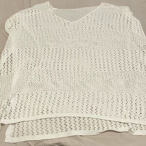 Women’s White V-Neck Knit Sweater